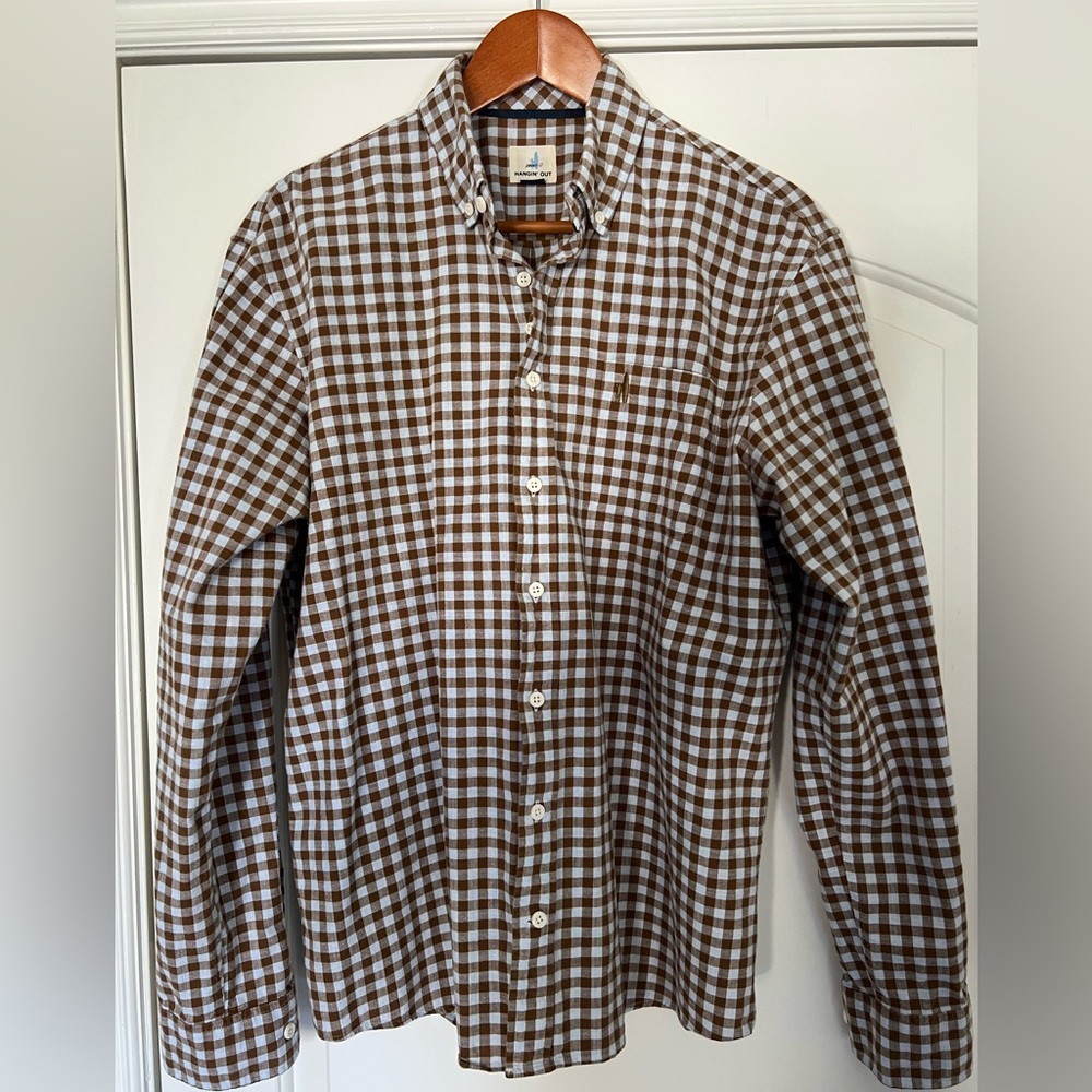 Johnnie O, long sleeve button down casual shirt, lightly worn, Large